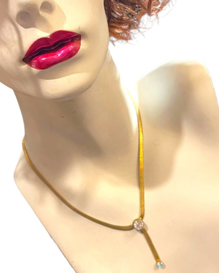 Vintage FAC Fifth Ave Collection hold finish crystal fancy necklace