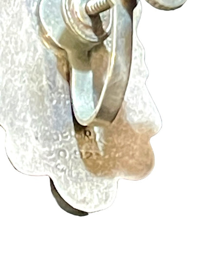 Vintage Green Onyx carved Mexican earrings & necklace 925