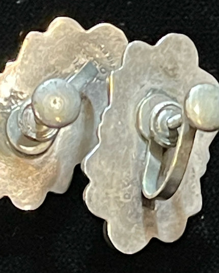 Vintage Green Onyx carved Mexican earrings & necklace 925