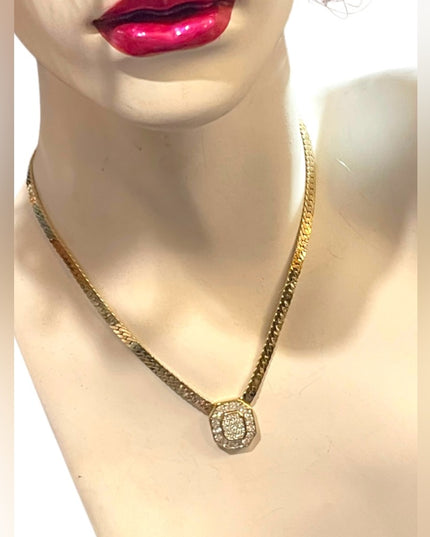 Vintage 1980s stunning gold finish Dorlan fancy crystal necklace