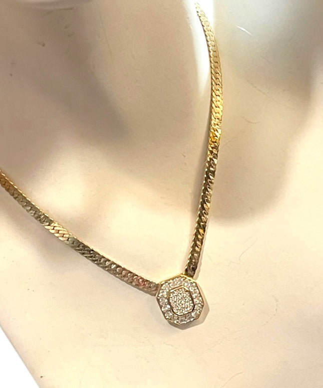 Vintage 1980s stunning gold finish Dorlan fancy crystal necklace