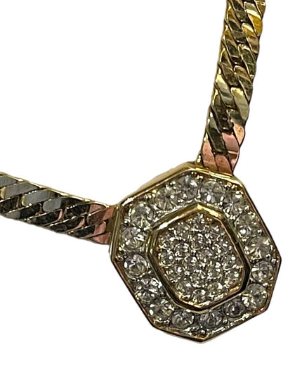 Vintage 1980s stunning gold finish Dorlan fancy crystal necklace