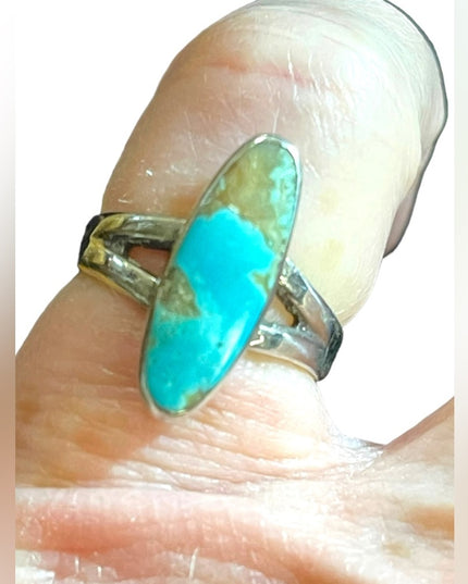 Vintage Bell Trading post oblong Torquoise sterling silver 925 ring Southwestern