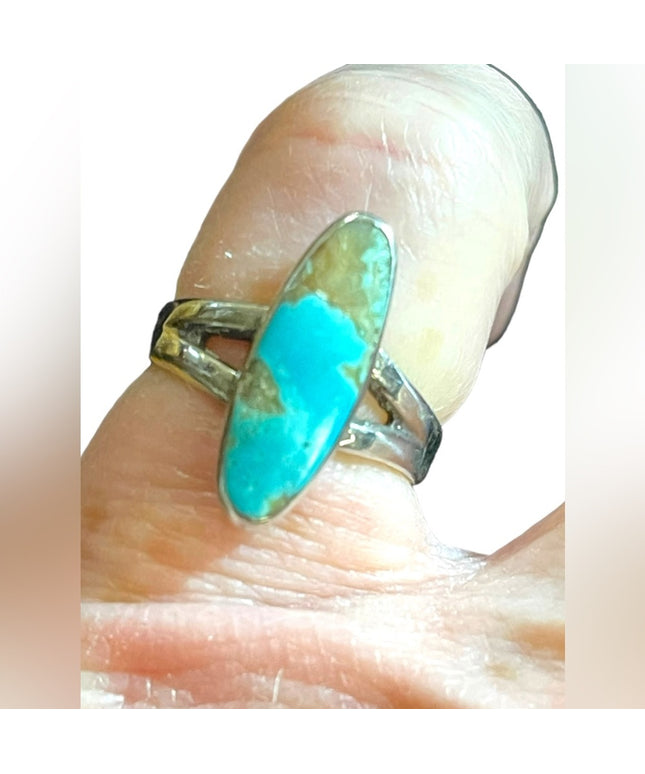 Vintage Bell Trading post oblong Torquoise sterling silver 925 ring Southwestern