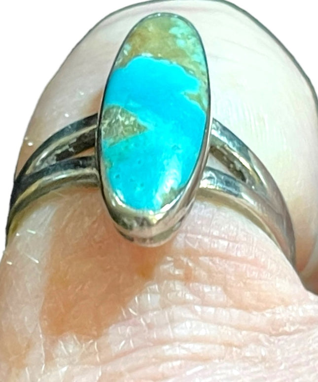 Vintage Bell Trading post oblong Torquoise sterling silver 925 ring Southwestern