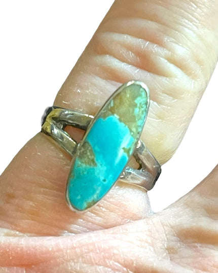 Vintage Bell Trading post oblong Torquoise sterling silver 925 ring Southwestern