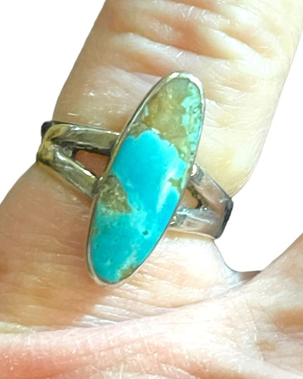 Vintage Bell Trading post oblong Torquoise sterling silver 925 ring Southwestern