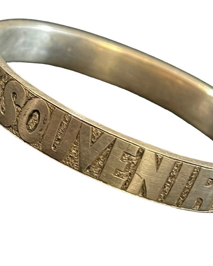 Antique sterling silver 925 SOUVENIER Mourning bracelet bangle England etched