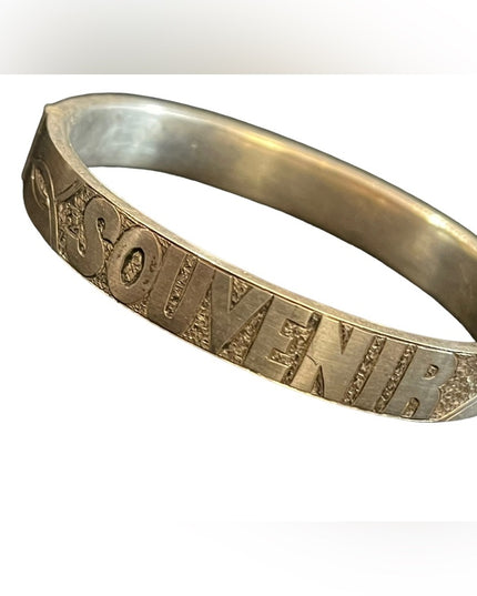 Antique sterling silver 925 SOUVENIER Mourning bracelet bangle England etched