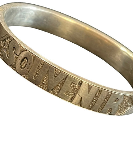 Antique sterling silver 925 SOUVENIER Mourning bracelet bangle England etched