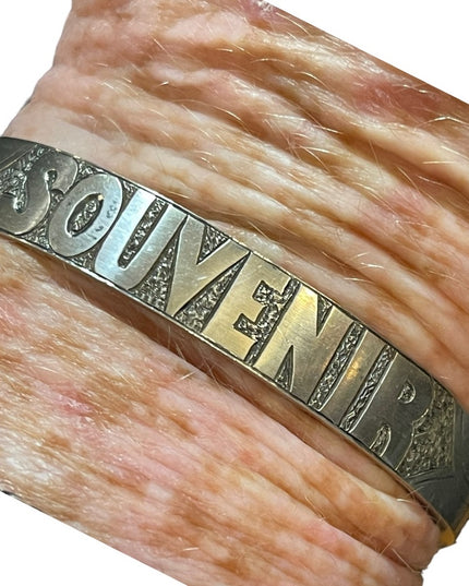 Antique sterling silver 925 SOUVENIER Mourning bracelet bangle England etched