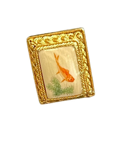 Antique Chinese Export filagree gold wash SILVER KOI fish lucky earrings