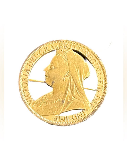 Antique Gold plated Queen 1899 Gold plate Queen Elizabeth coin brooch