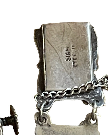 Vintage 1930s Siam Sterling black enamel bracelet & earrings