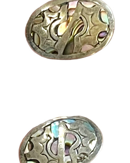 Vintage Taxco PA sterking & Abalone shell oval screw back earrings