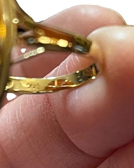 14k gold Italy large Carved cameo shell ring