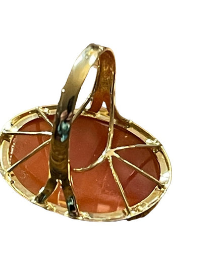 14k gold Italy large Carved cameo shell ring