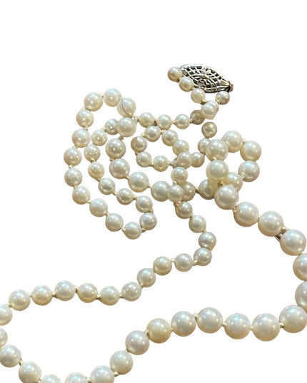 Antique 14k White gold white cultured pearl necklace