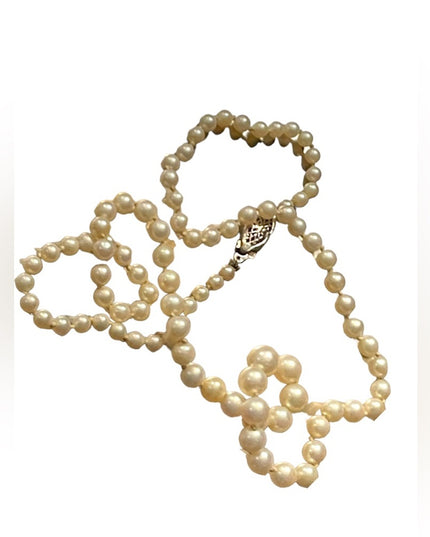 Antique 14k White gold white cultured pearl necklace
