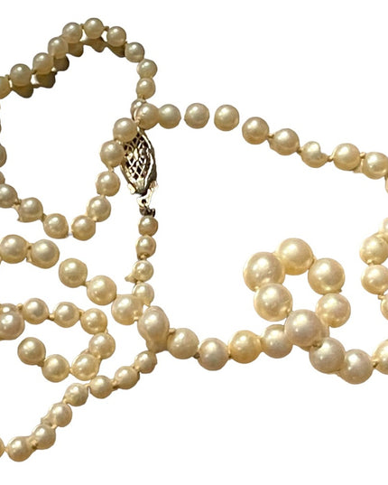 Antique 14k White gold white cultured pearl necklace