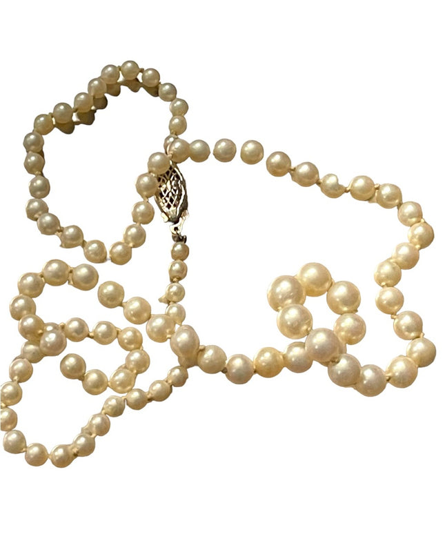 Antique 14k White gold white cultured pearl necklace