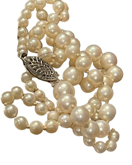 Antique 14k White gold white cultured pearl necklace