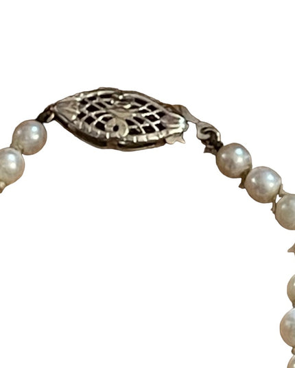 Antique 14k White gold white cultured pearl necklace