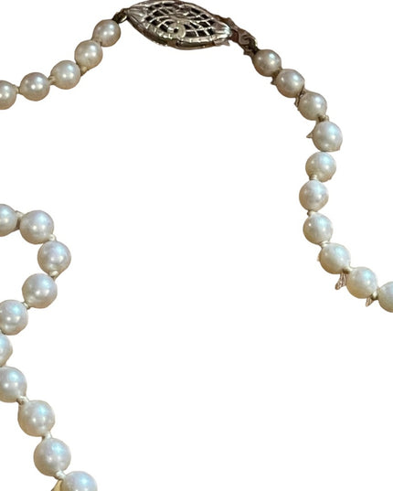Antique 14k White gold white cultured pearl necklace