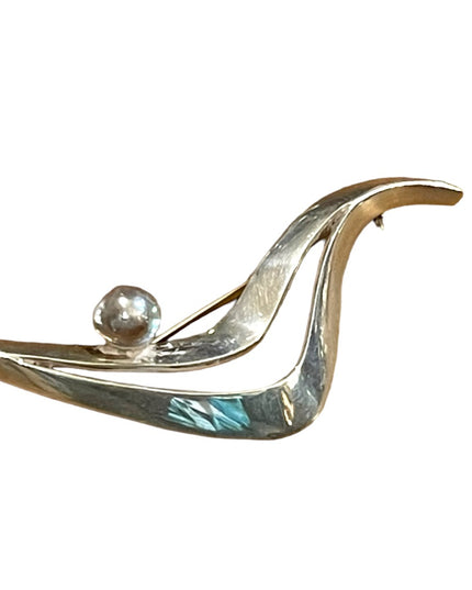 Sigi Pineda Modernist Sterling Silver & Pearl Brooch Renown
Tasco/Taxco Mexico