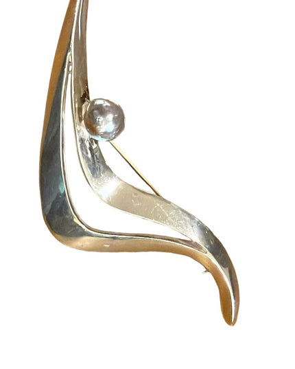 Sigi Pineda Modernist Sterling Silver & Pearl Brooch Renown
Tasco/Taxco Mexico