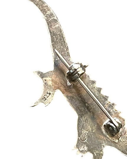 Vintage sterling silver Southwestern Navajo Native Lizard handmade brooch