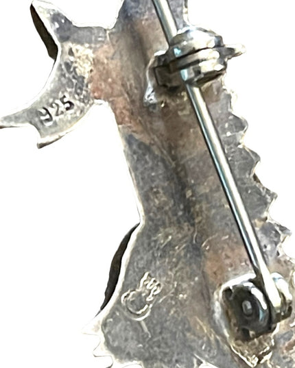 Vintage sterling silver Southwestern Navajo Native Lizard handmade brooch