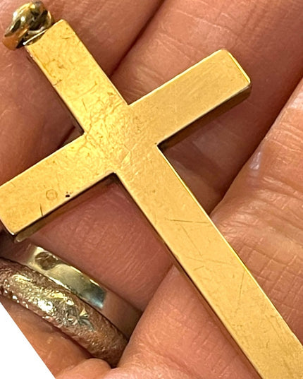 Antique Hand crafted 14k Rose Gold Cross Pendant
