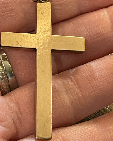 Antique Hand crafted 14k Rose Gold Cross Pendant