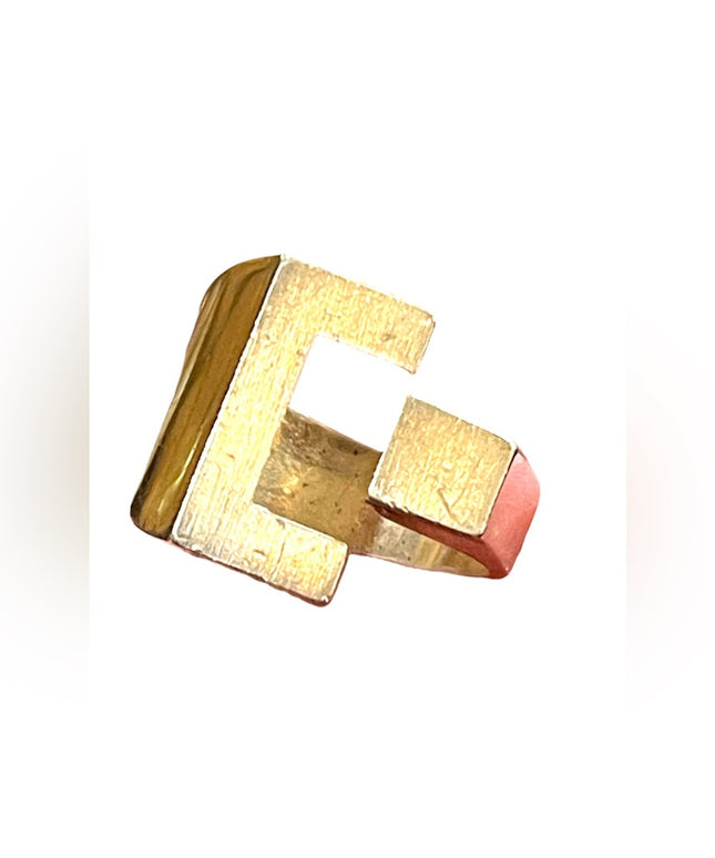 Mens Antique Scandanavian Hand crafted geometric modernist ring Sterling 950
