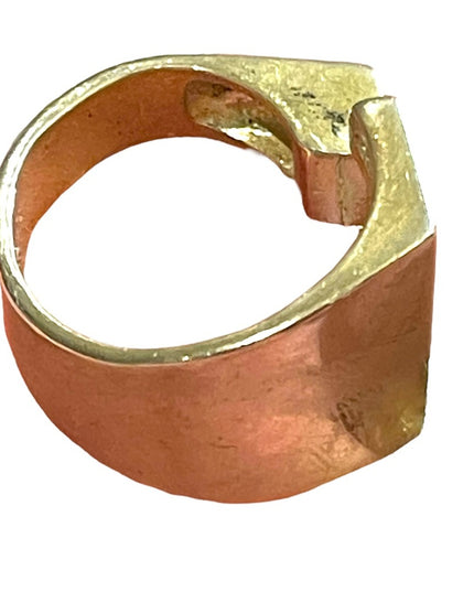 Mens Antique Scandanavian Hand crafted geometric modernist ring Sterling 950