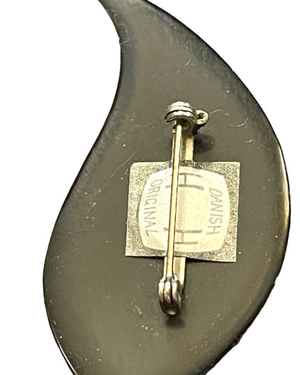 Mid century Hand Hanson Danish Ebony & sterling hand made modernist brooch