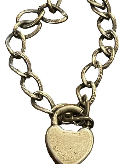 Antique Sterling silver Marcasite padlock heart keepsake bracelet sweetheart