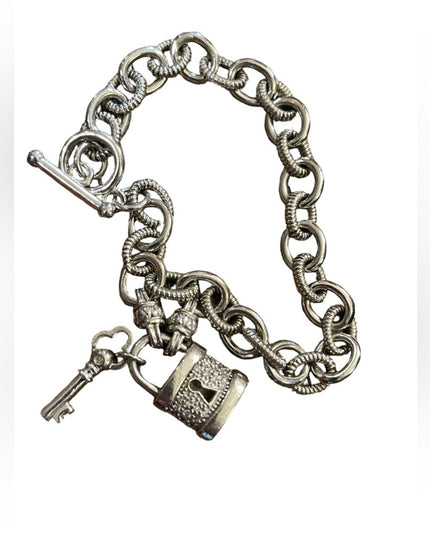 Sterling silver 925 UD Tiny diamond illusion padlock link sweetheart bracelet