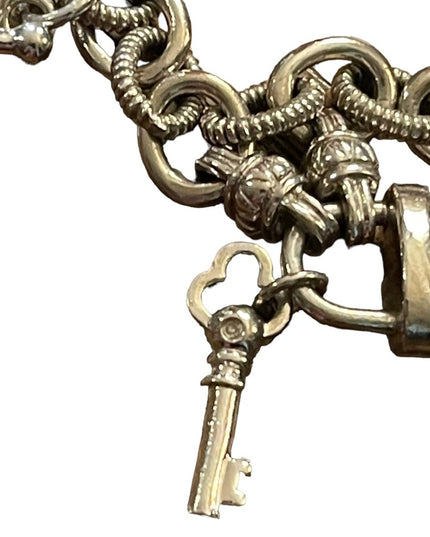 Sterling silver 925 UD Tiny diamond illusion padlock link sweetheart bracelet