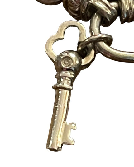 Sterling silver 925 UD Tiny diamond illusion padlock link sweetheart bracelet