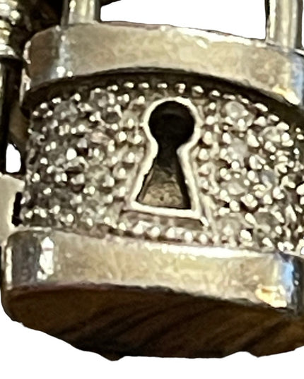 Sterling silver 925 UD Tiny diamond illusion padlock link sweetheart bracelet