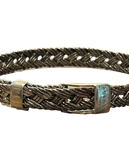 Lovely Antiqued ATI 925 Thai Braided buckle bangle bracelet sterling silver