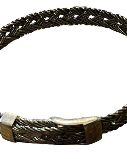 Lovely Antiqued ATI 925 Thai Braided buckle bangle bracelet sterling silver