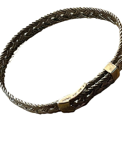 Lovely Antiqued ATI 925 Thai Braided buckle bangle bracelet sterling silver