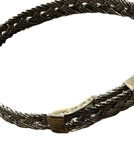 Lovely Antiqued ATI 925 Thai Braided buckle bangle bracelet sterling silver