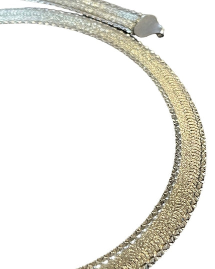 Sterling silver 925 Milor Italy vintage diamond cut herringbone 18” necklace