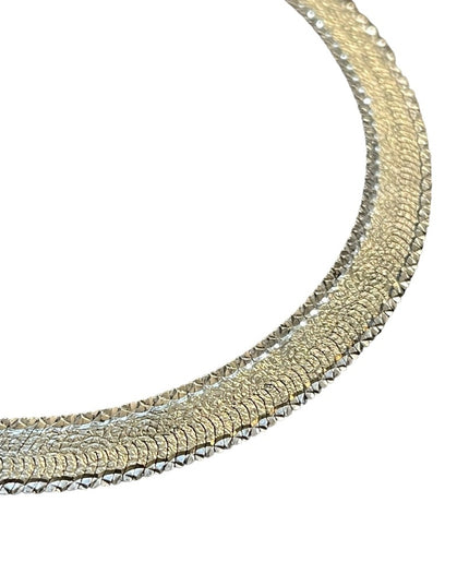 Sterling silver 925 Milor Italy vintage diamond cut herringbone 18” necklace