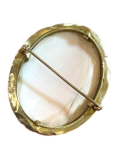 Antique 10k gold Angel skin Coral Cameo brooch