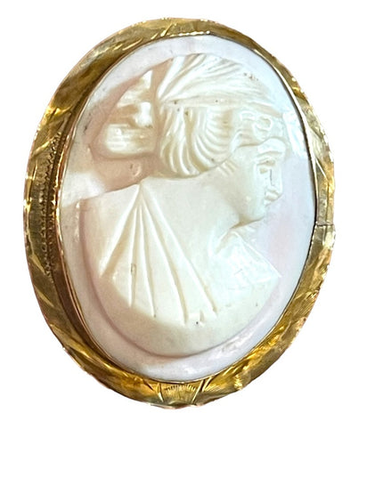 Antique 10k gold Angel skin Coral Cameo brooch